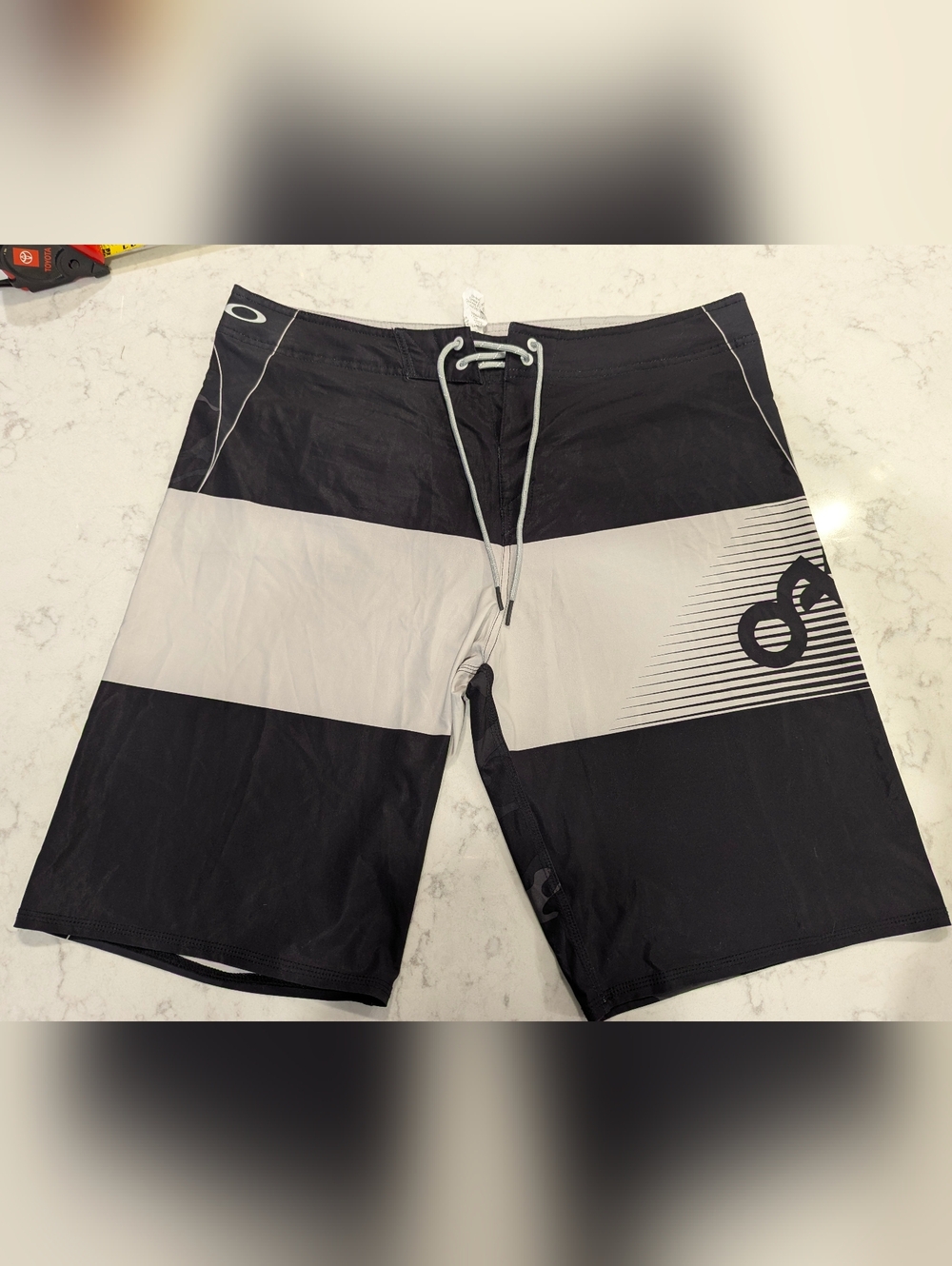 Oakley Black and Light Gray Two-Tone Swim Shorts